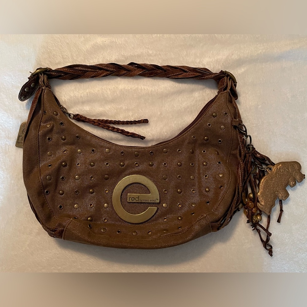 Marc Ecko Brown and Gold Shoulder Bag with Studded Details